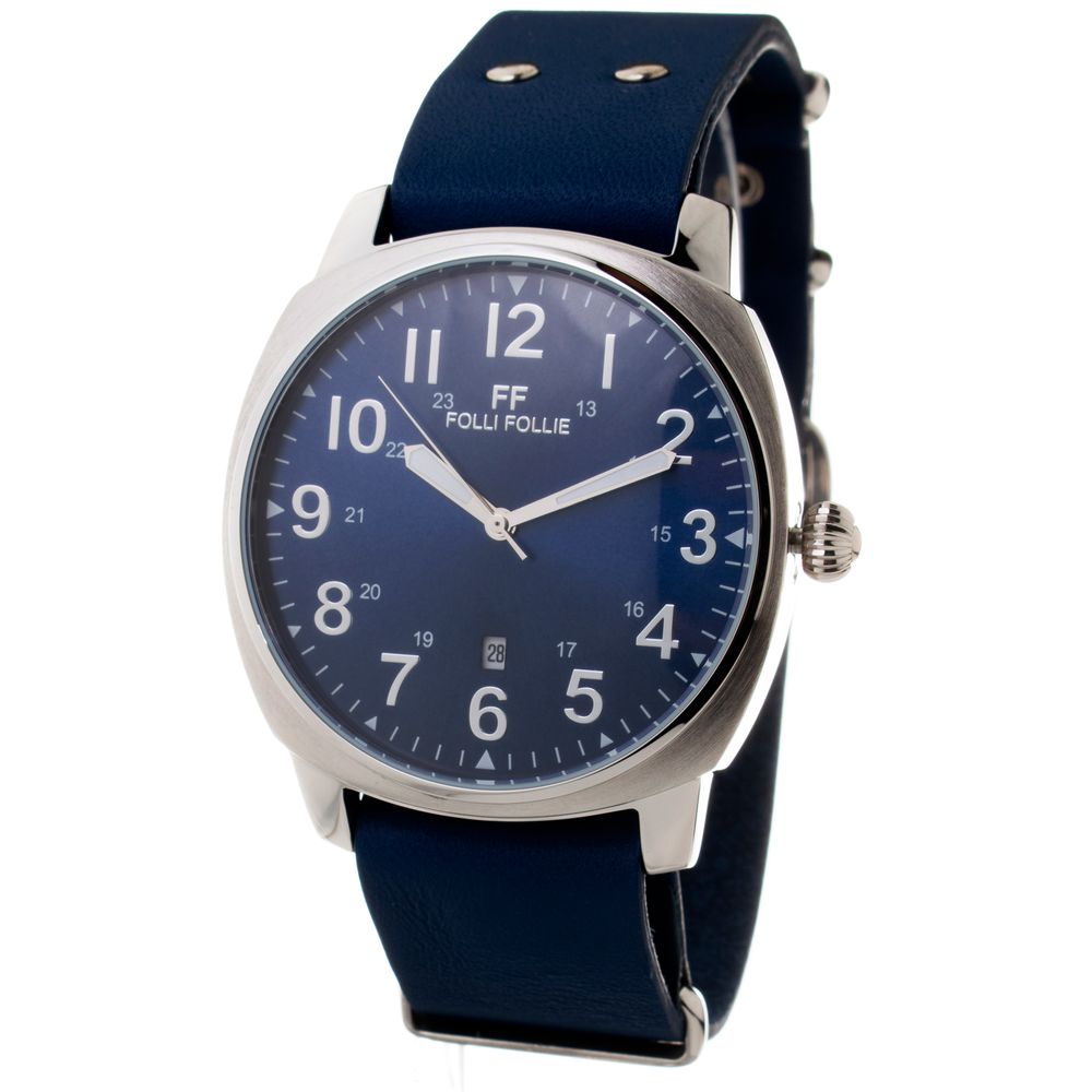 Montre quartz bleue cuir
