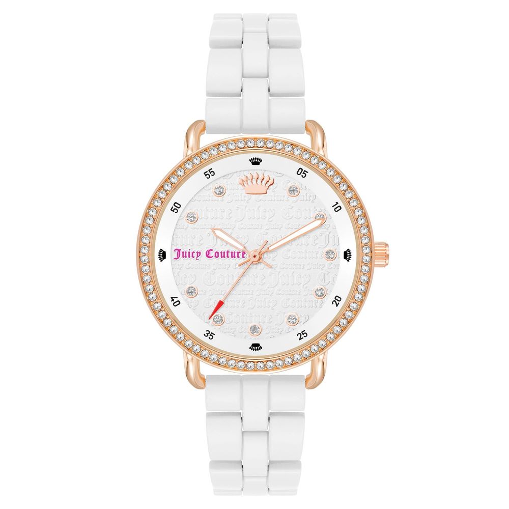 Montre métal à quartz rose et blanche