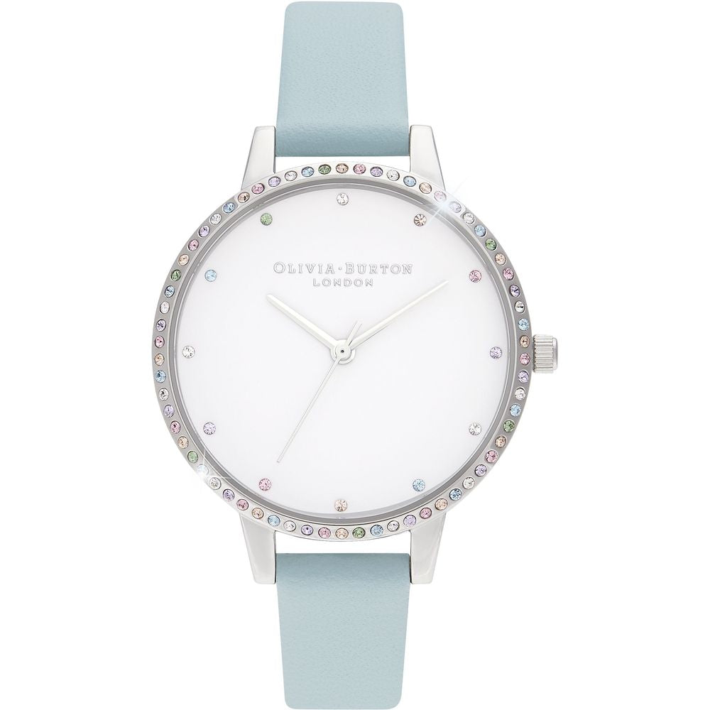Montre Quartz Blue Blanc argentée bleu