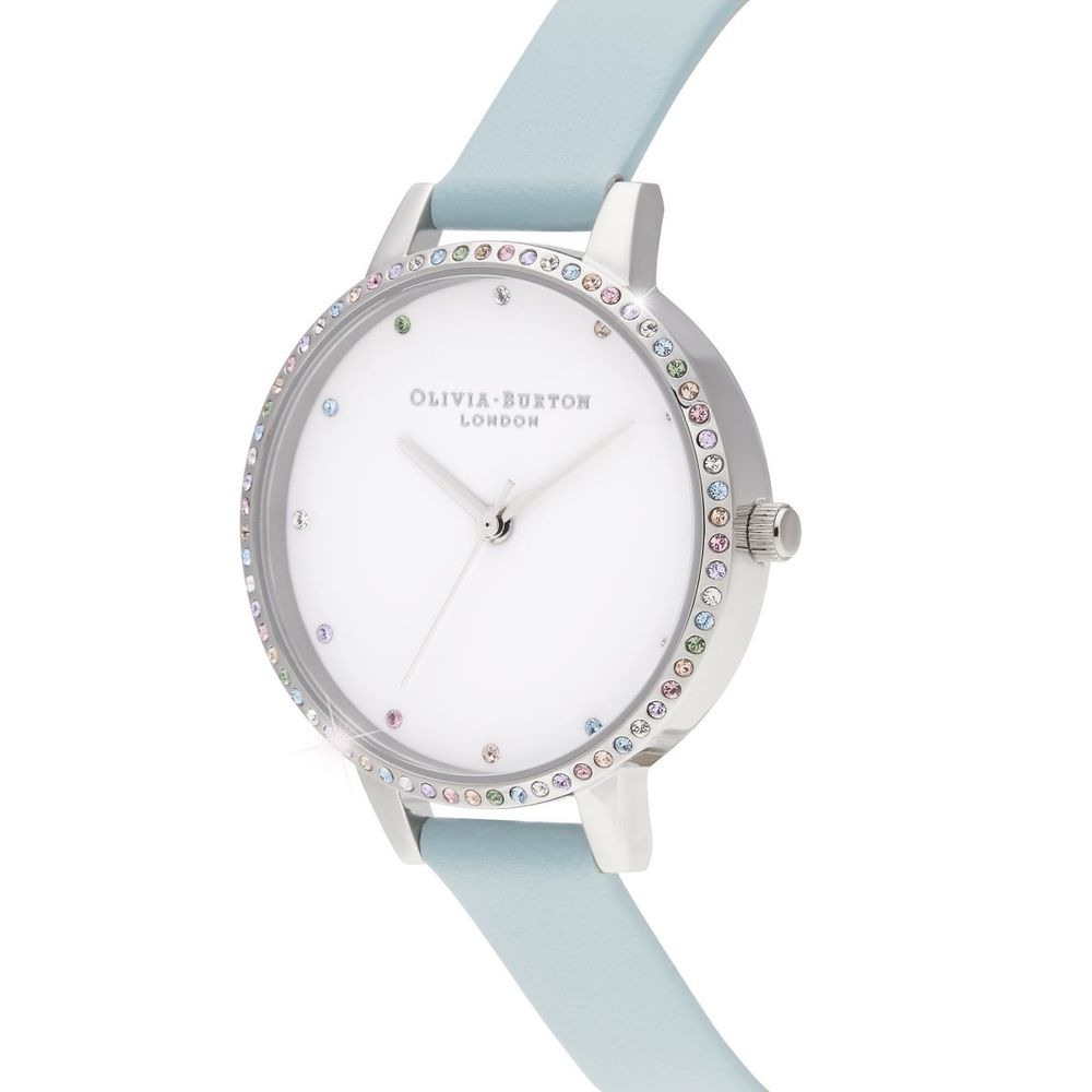 Montre Quartz Blue Blanc argentée bleu