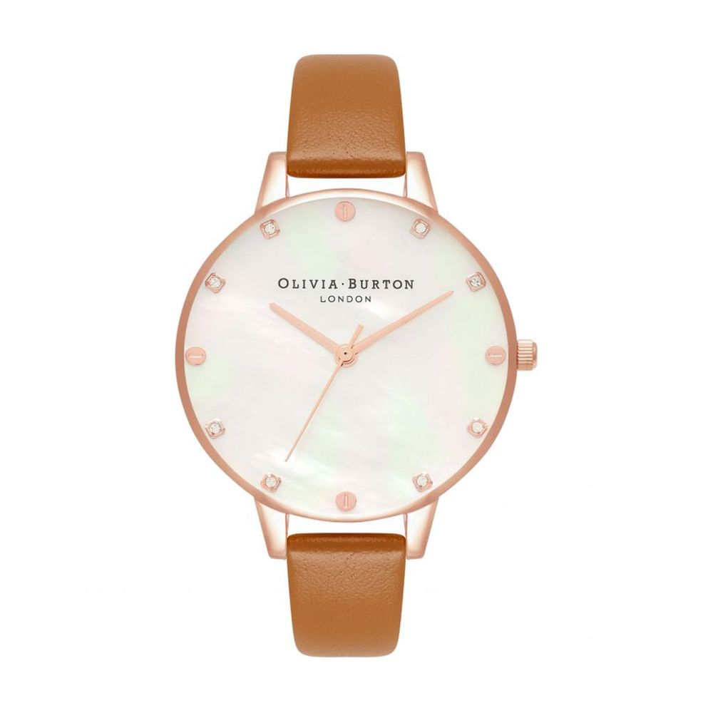 Montre quartz en cuir synthétique marron