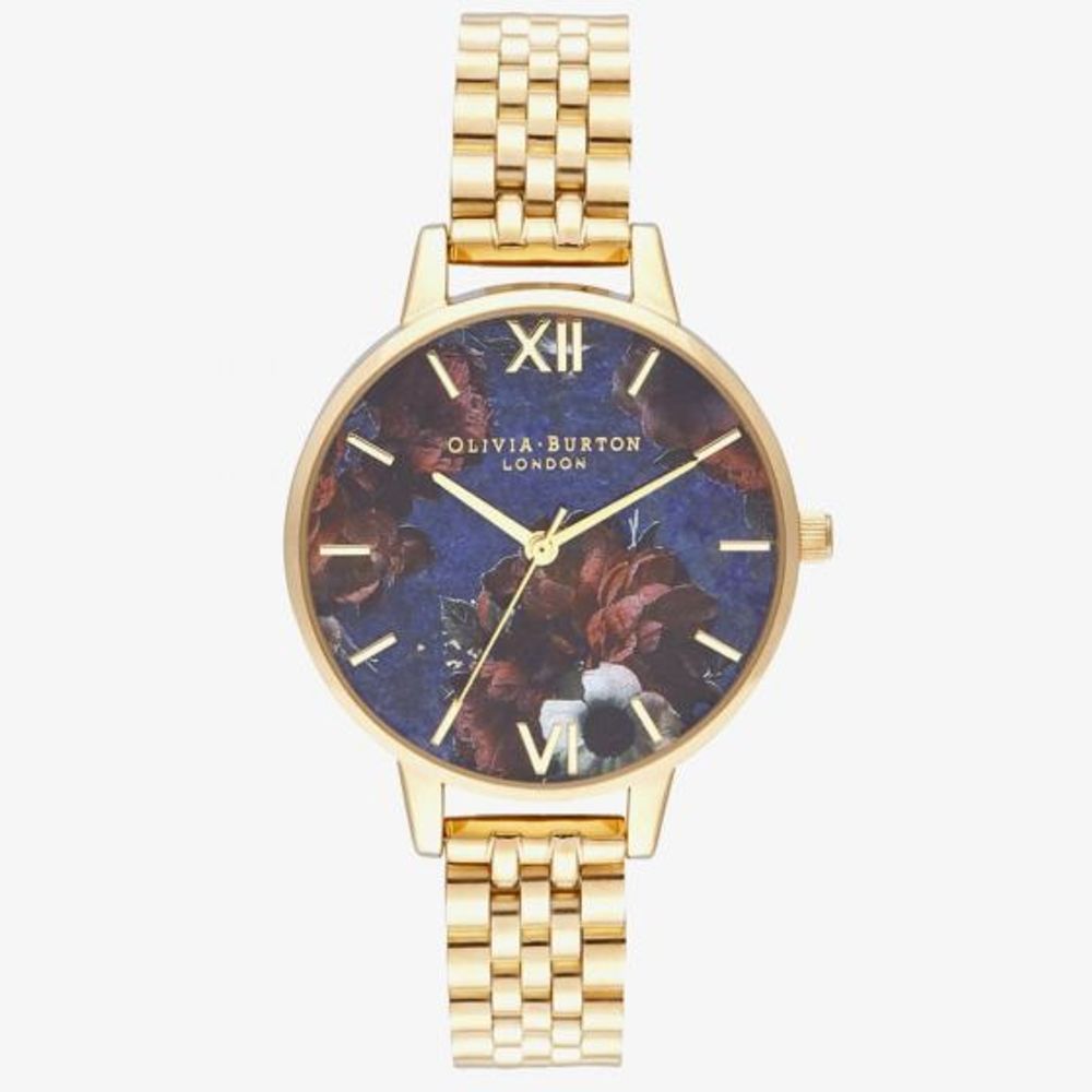 Montre dorée à mécanisme quartz violette