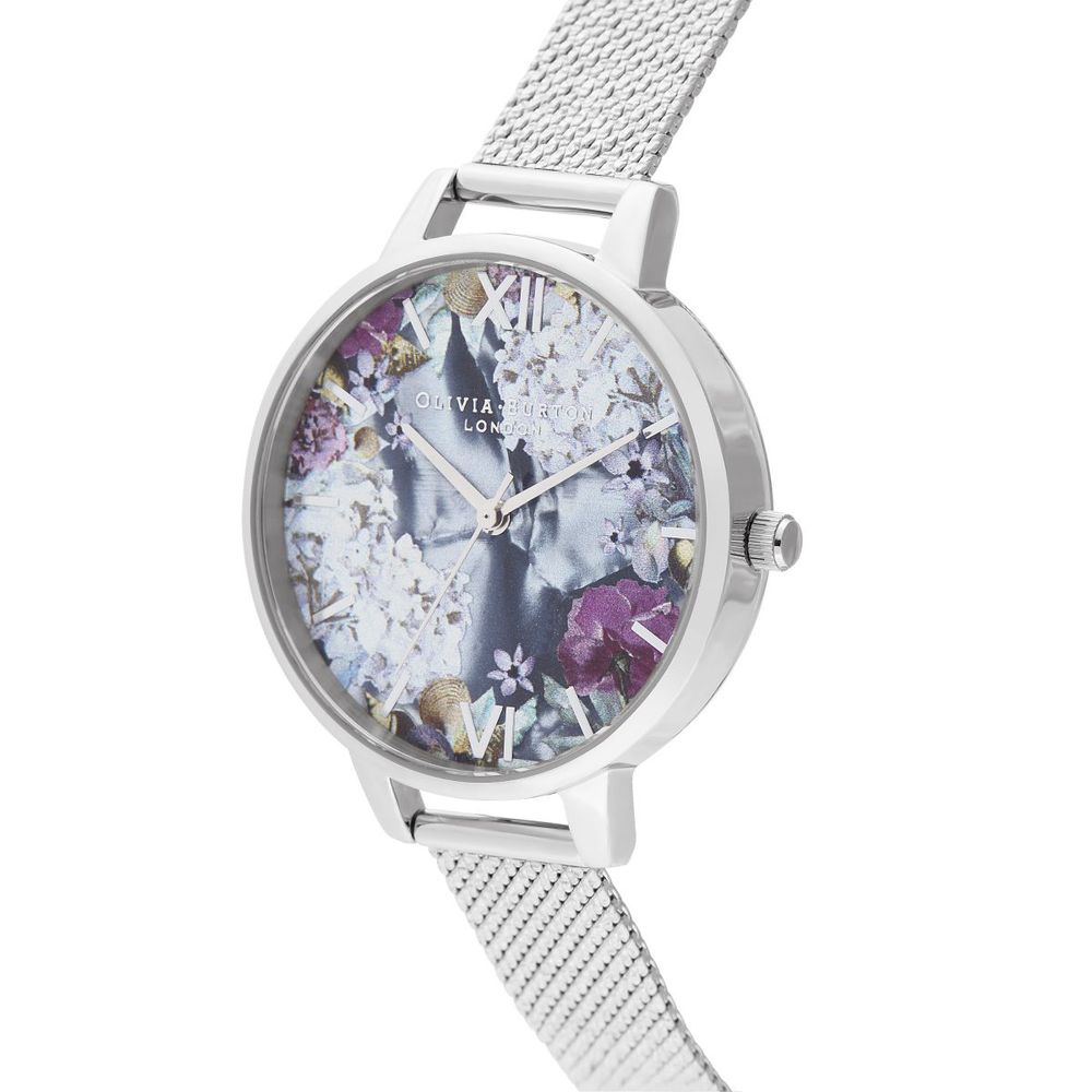 Montre argentée en acier inoxydable multicolore
