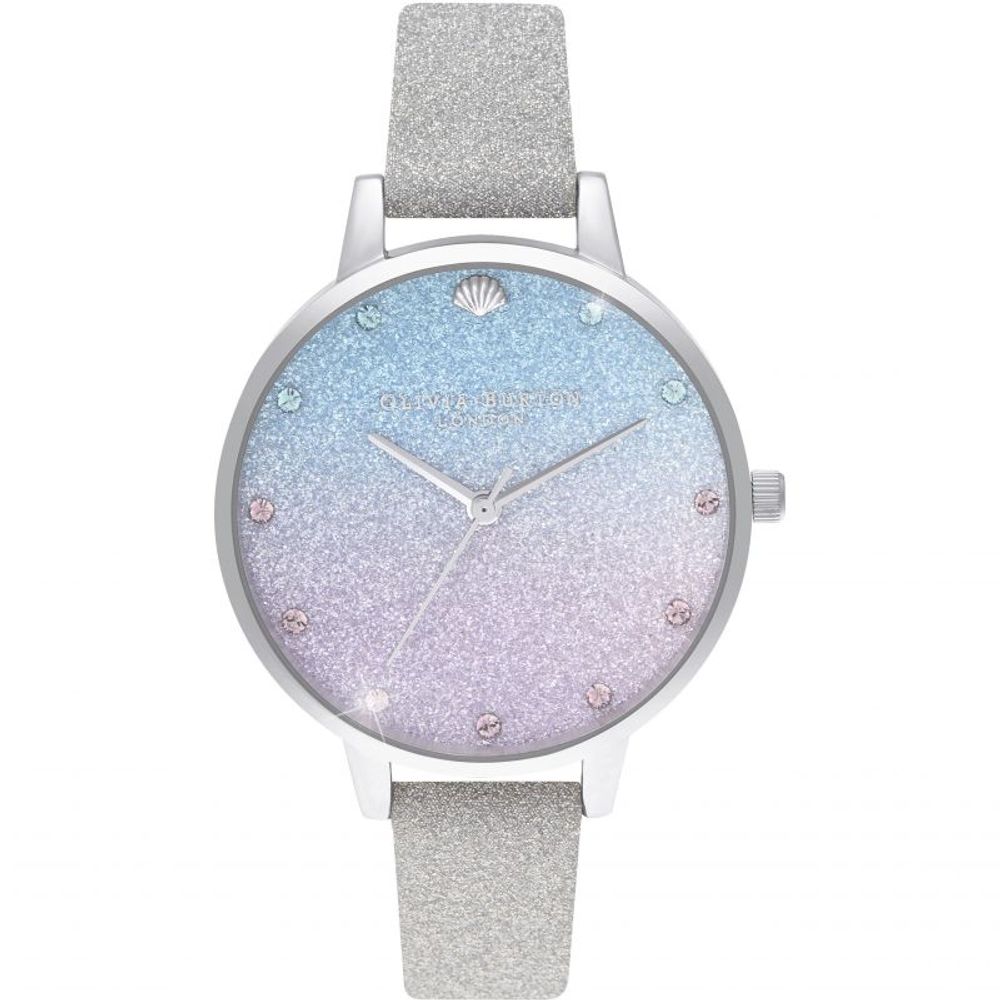 Montre grise en cuir synthétique multicolore