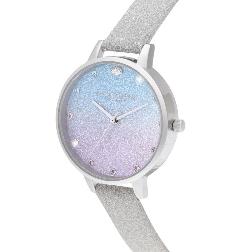 Montre grise en cuir synthétique multicolore