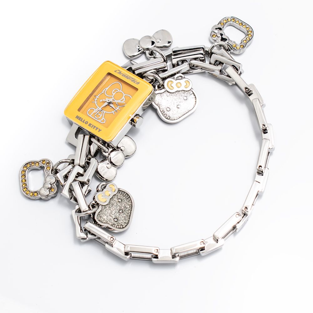 Montre argentée Quartz cadran orange