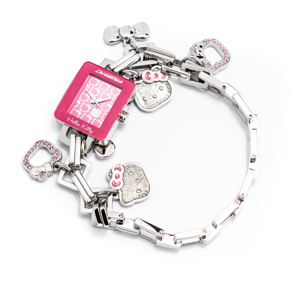 Montre argentée cadran rose