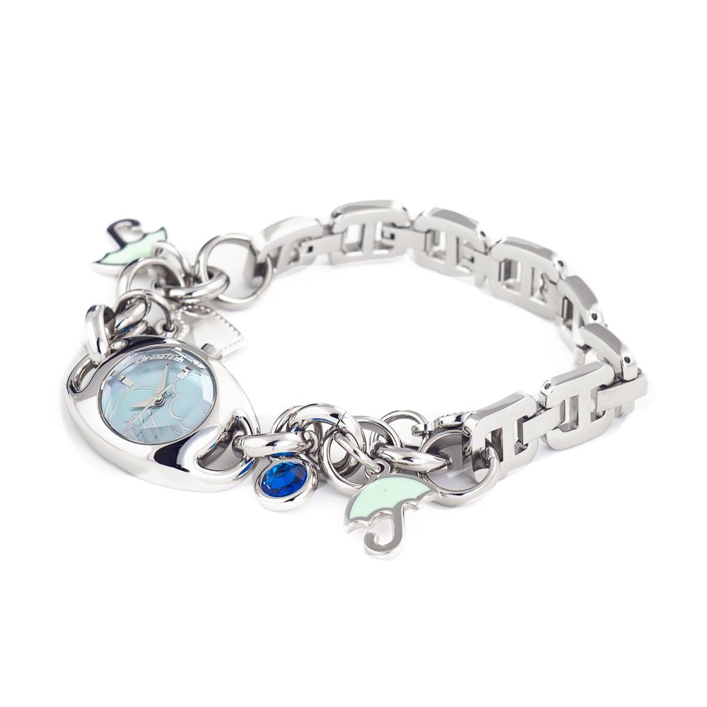 Montre acier argentée avec cadran bleu