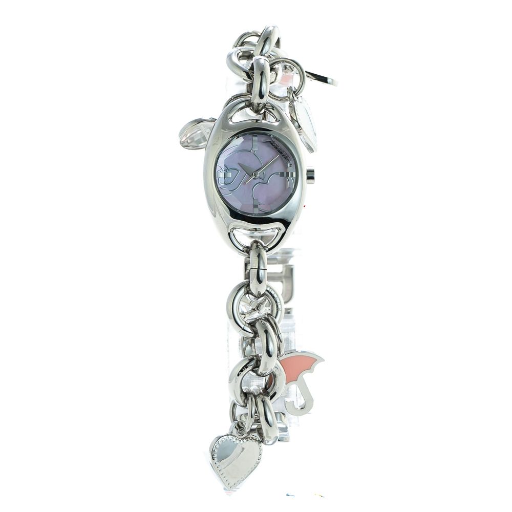 Montre argentée cadran violet