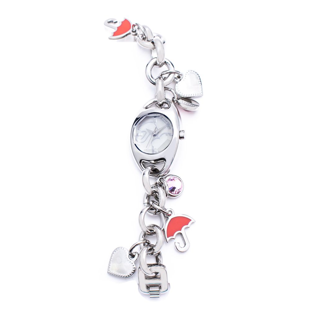Montre argentée à quartz blanche