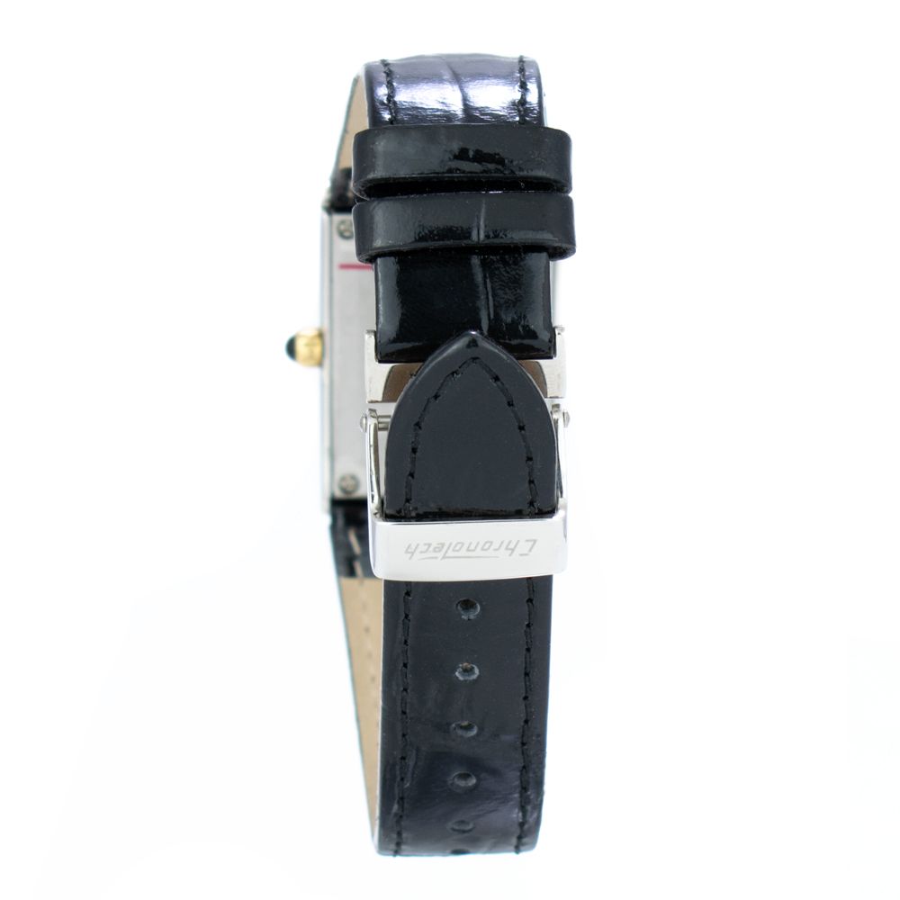 Montre noire Cuir 25mm perle