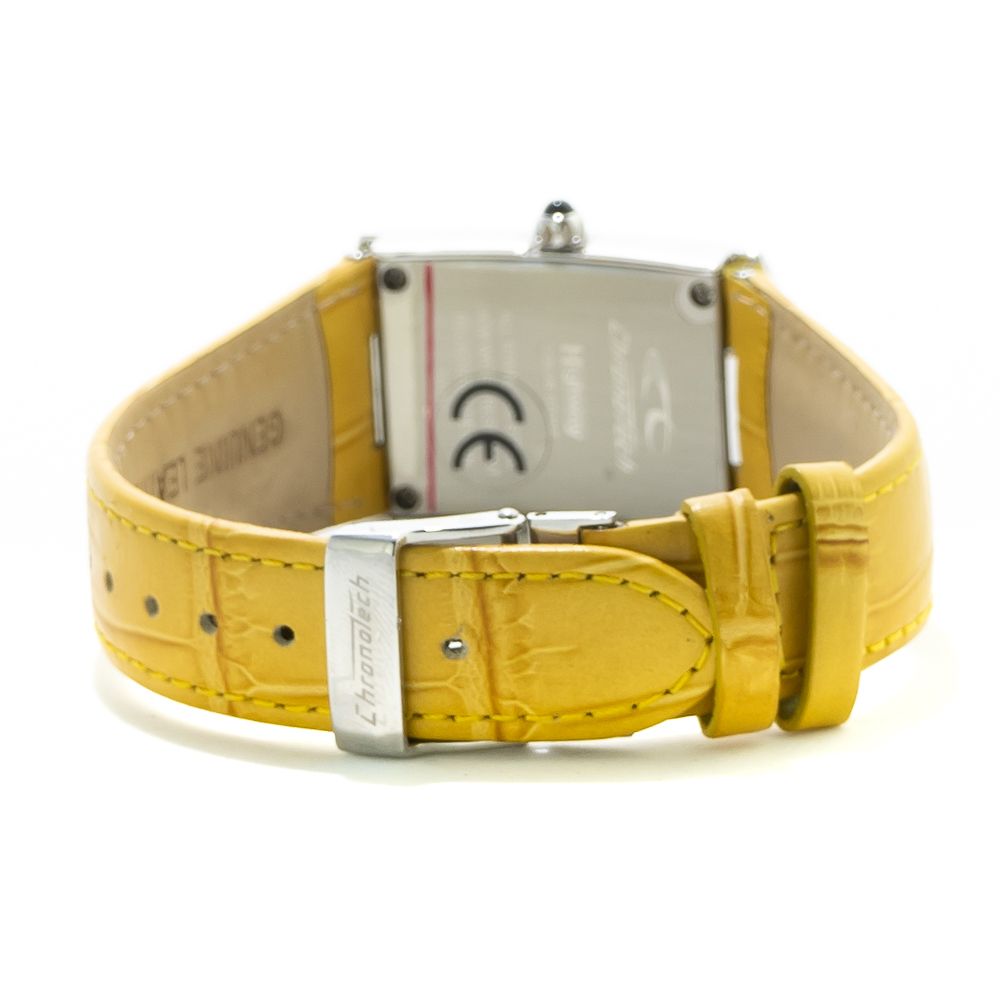 Montre cuir jaune argentée