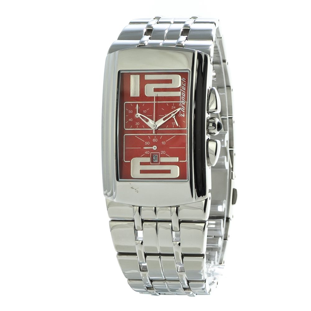 Montre non spécifiée argentée cadran rouge