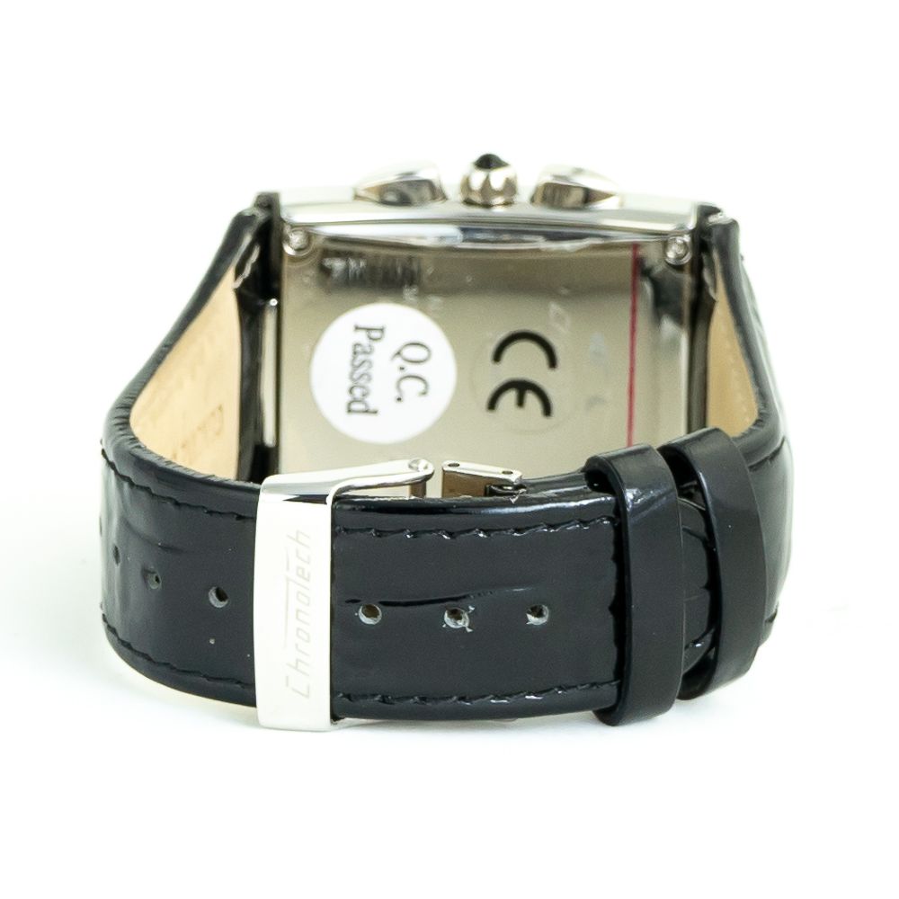 Montre Non spécifiée argentée cuir noir