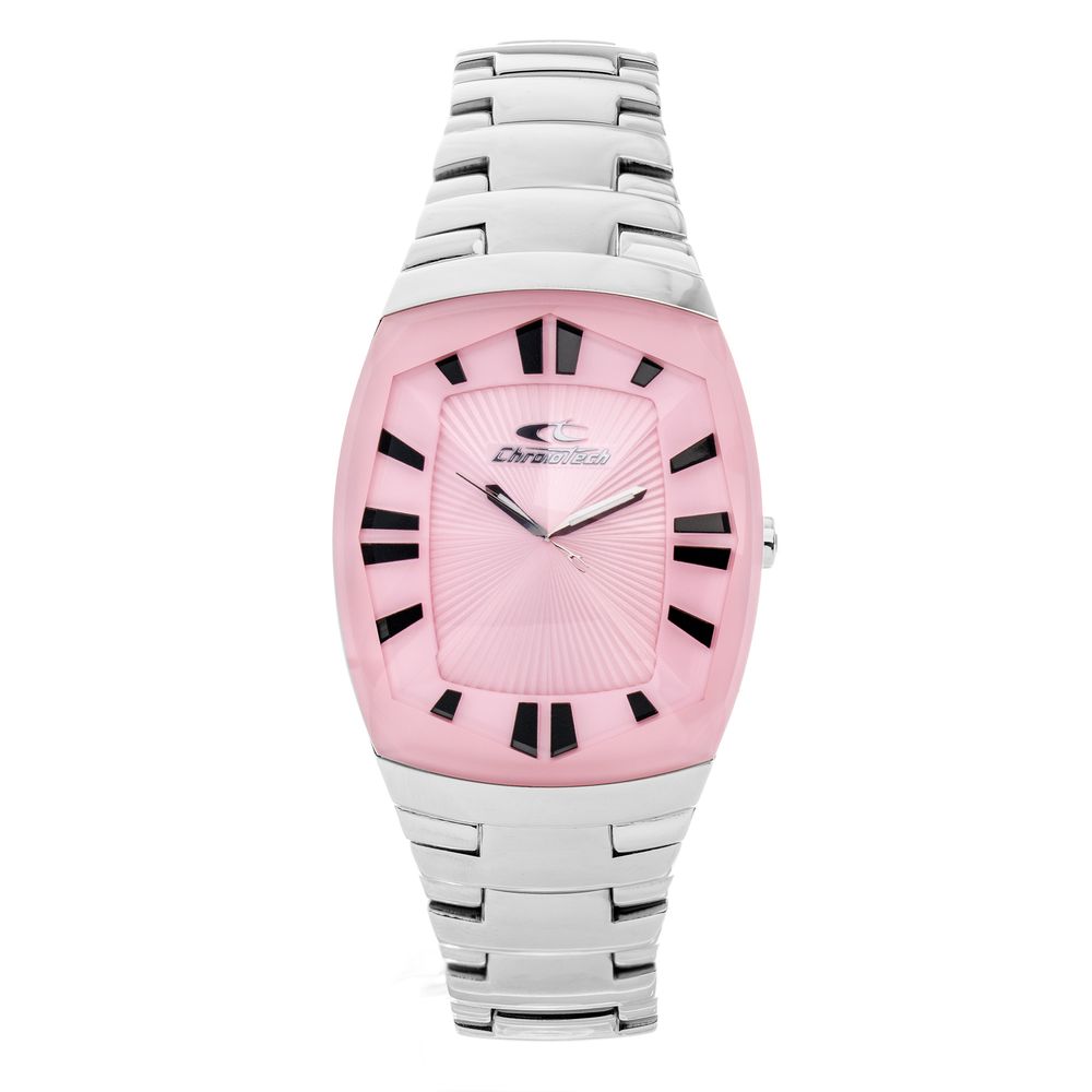 Montre argentée analogique rose rose
