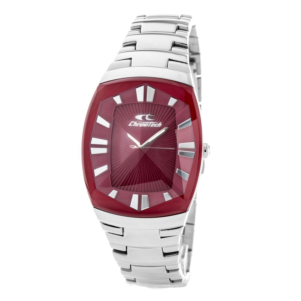 Montre argentée cadran rouge