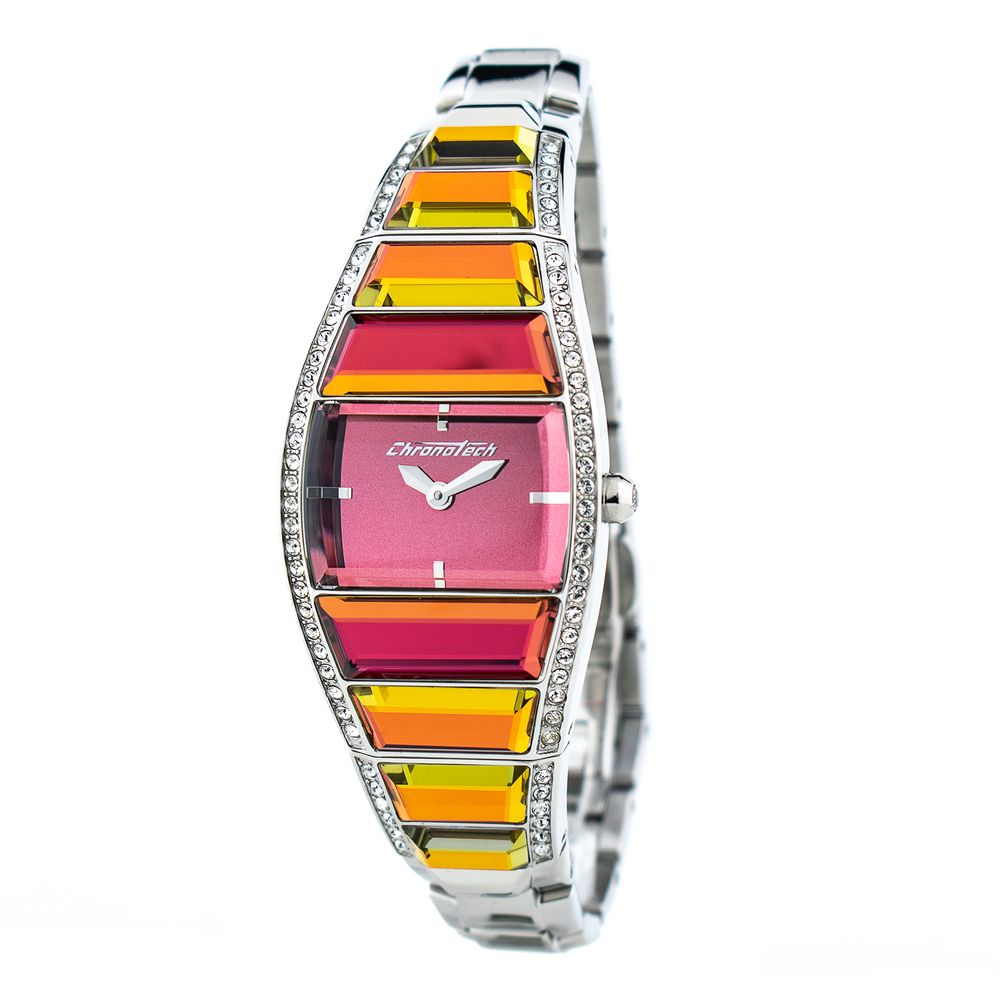 Montre argentée en acier rouge