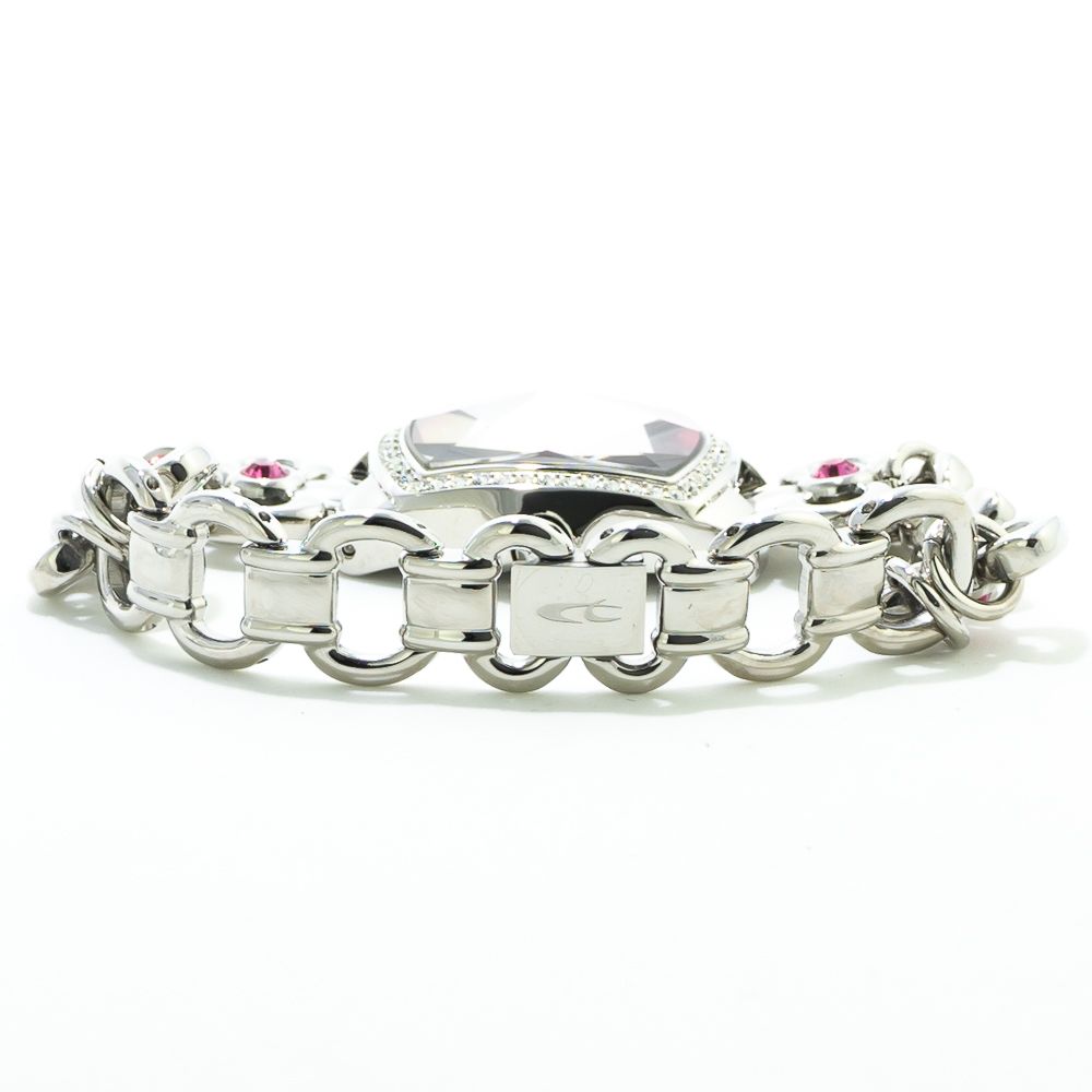 Montre argentée à bracelet acier rose