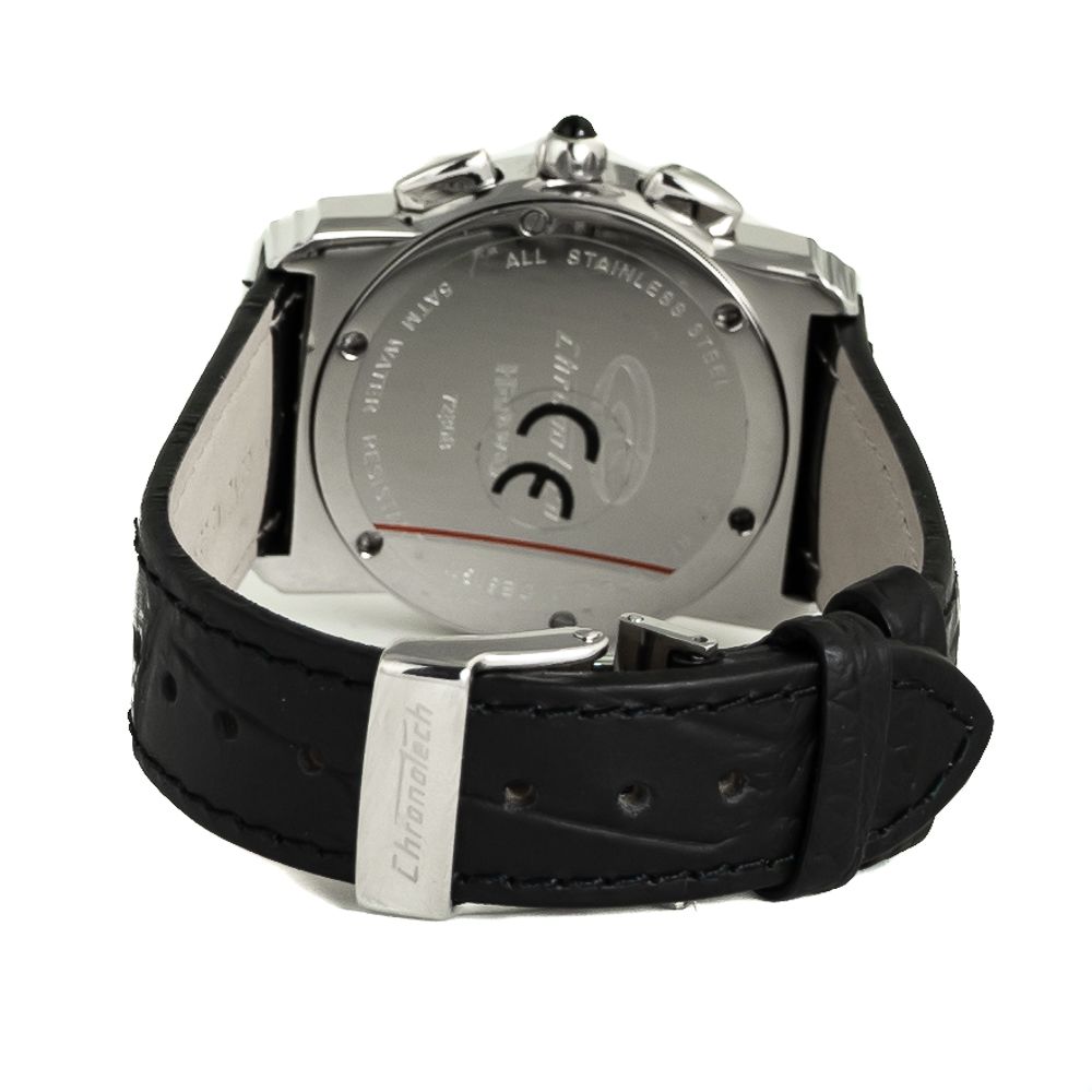 Montre Noires Cuir 33MM argentée
