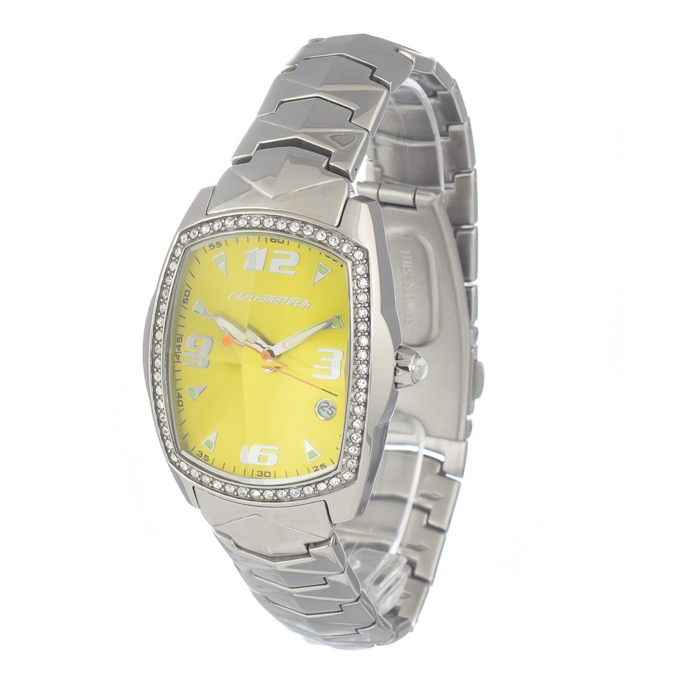 Montre quartz féminine argentée jaune