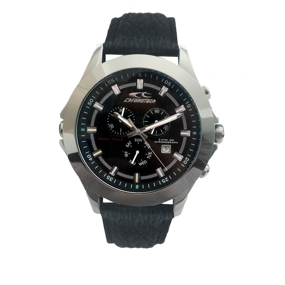 Montre quartz Black Leather noire