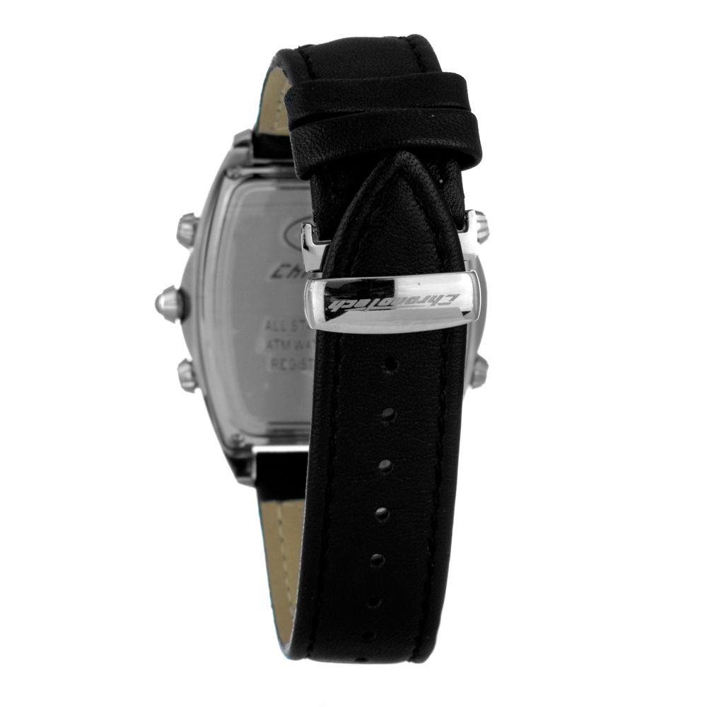 Montre Black cuir noire argentée