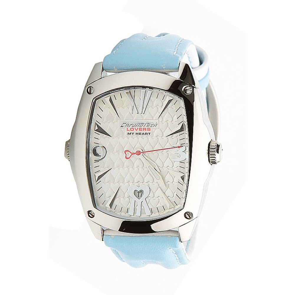 Montre en cuir bleu argentée