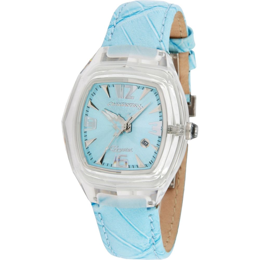 Montre quartz bleue cuir