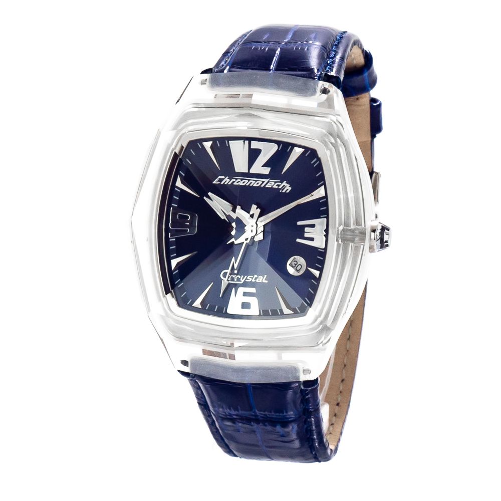 Montre quartz transparente bleue