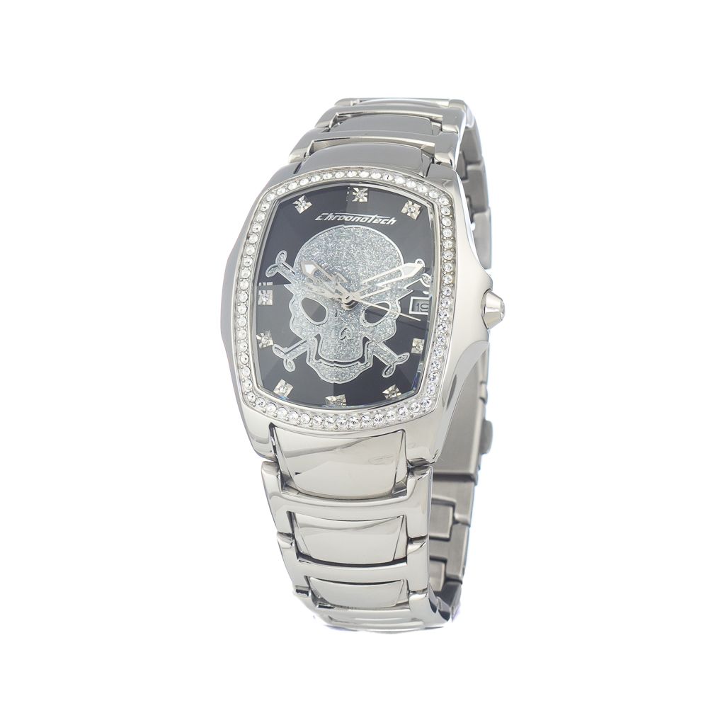Montre argentée Quartz noire