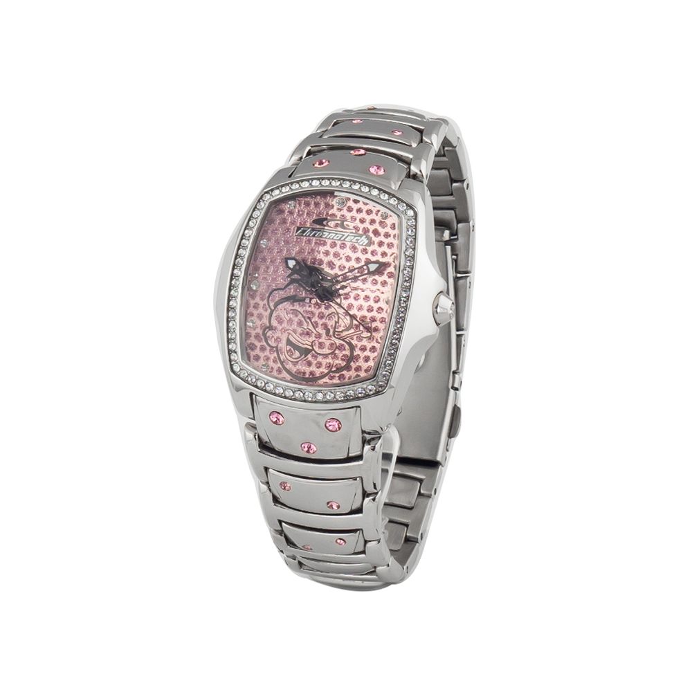 Montre acier argentée cadran rose