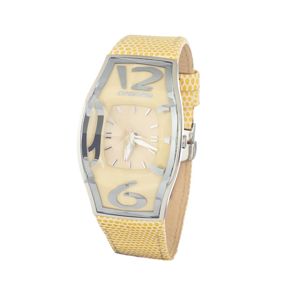 Montre analogique cuir jaune argentée