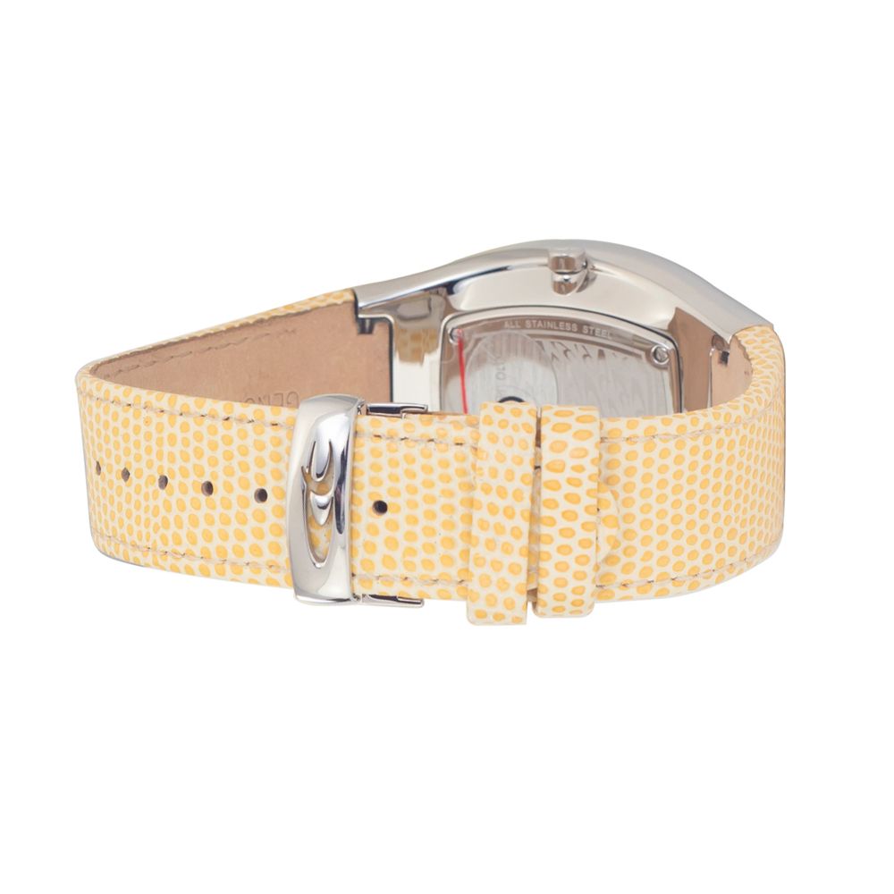 Montre analogique cuir jaune argentée