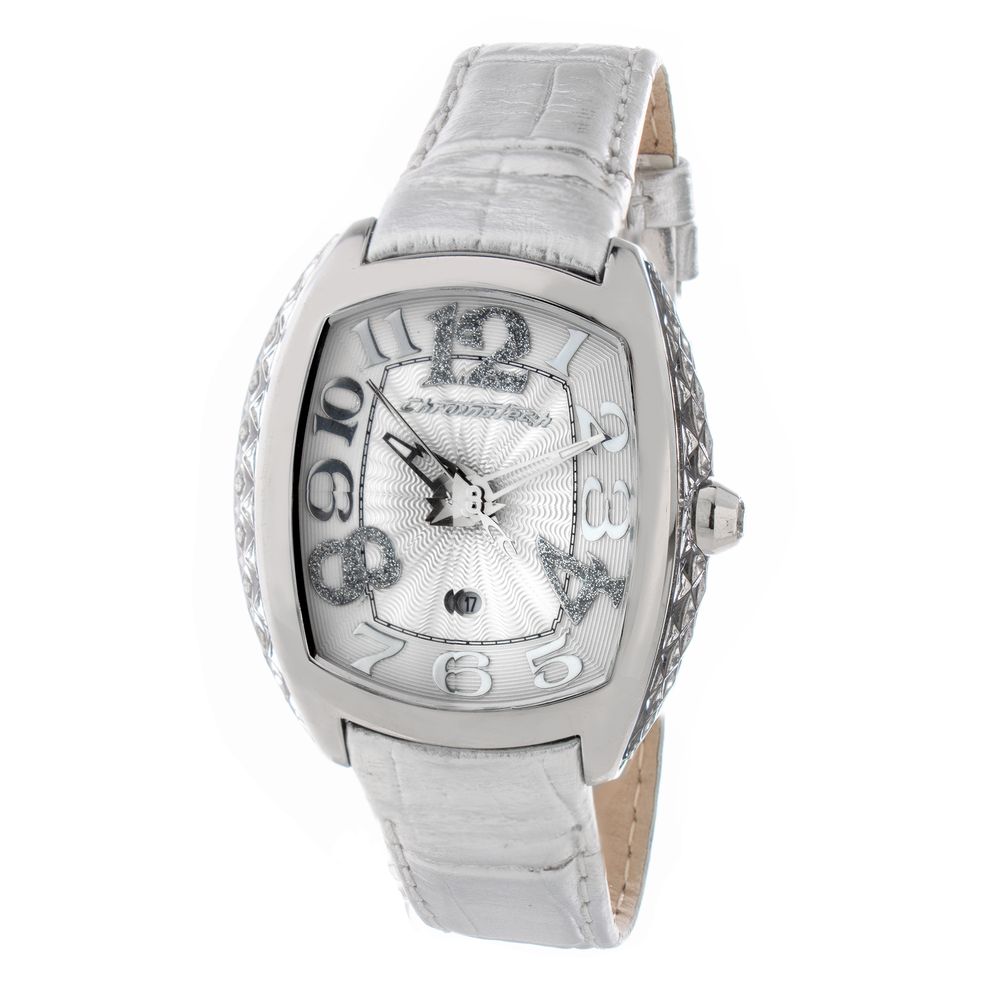 Montre argentée Silver Cuir blanche