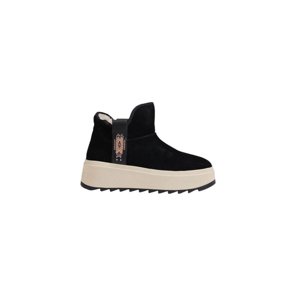 Bottines noires en cuir suédé