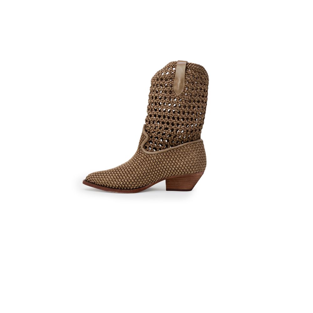 Bottines beiges en cuir beiges
