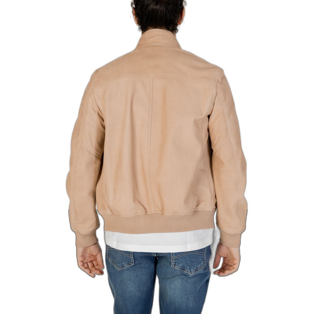 Veste en cuir beige