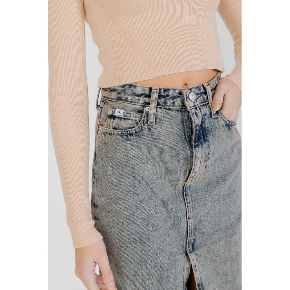 Jupe Calvin Klein Jeans FRONT SPLIT maxi bleue