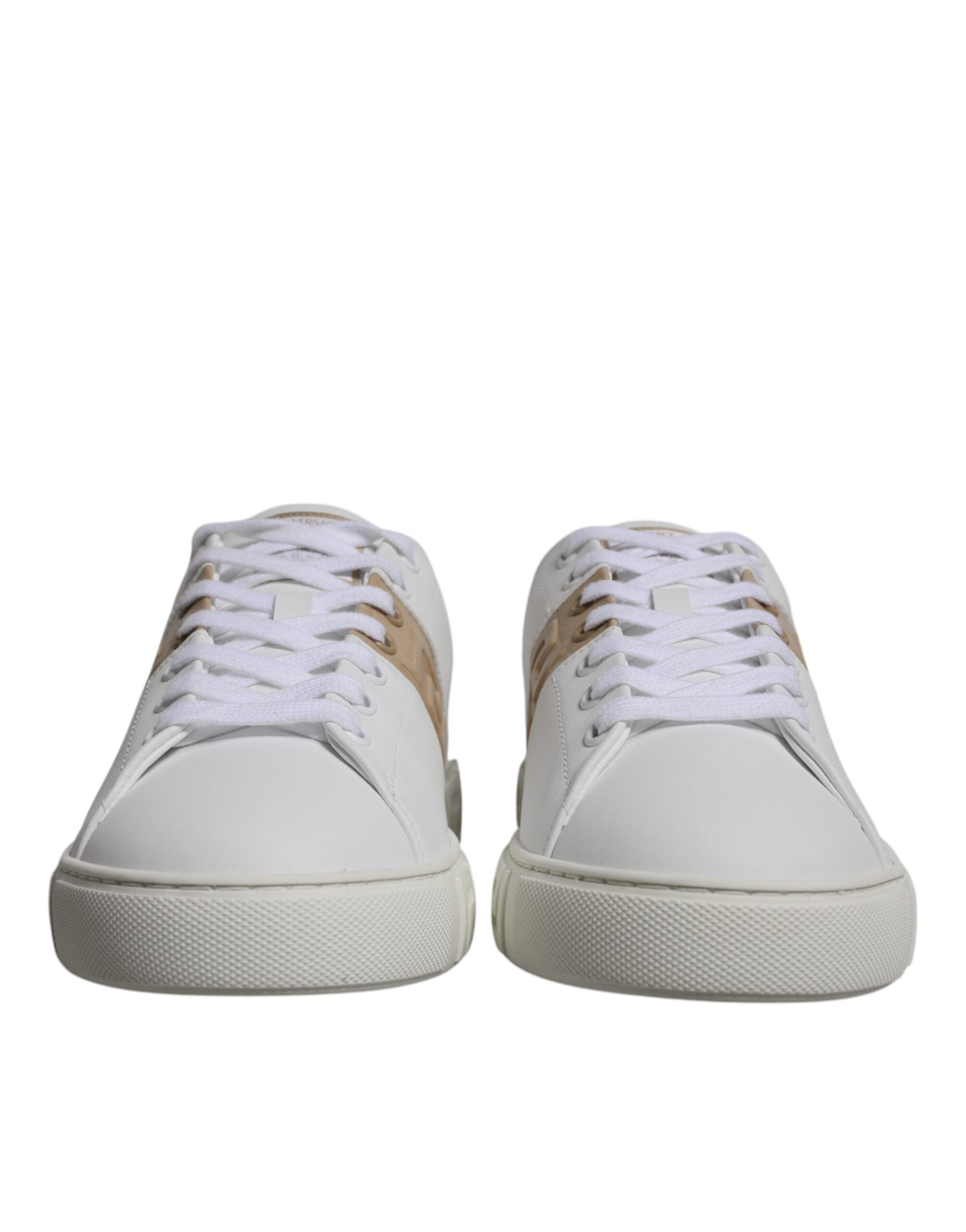 Baskets Versace Greca blanches et brunes