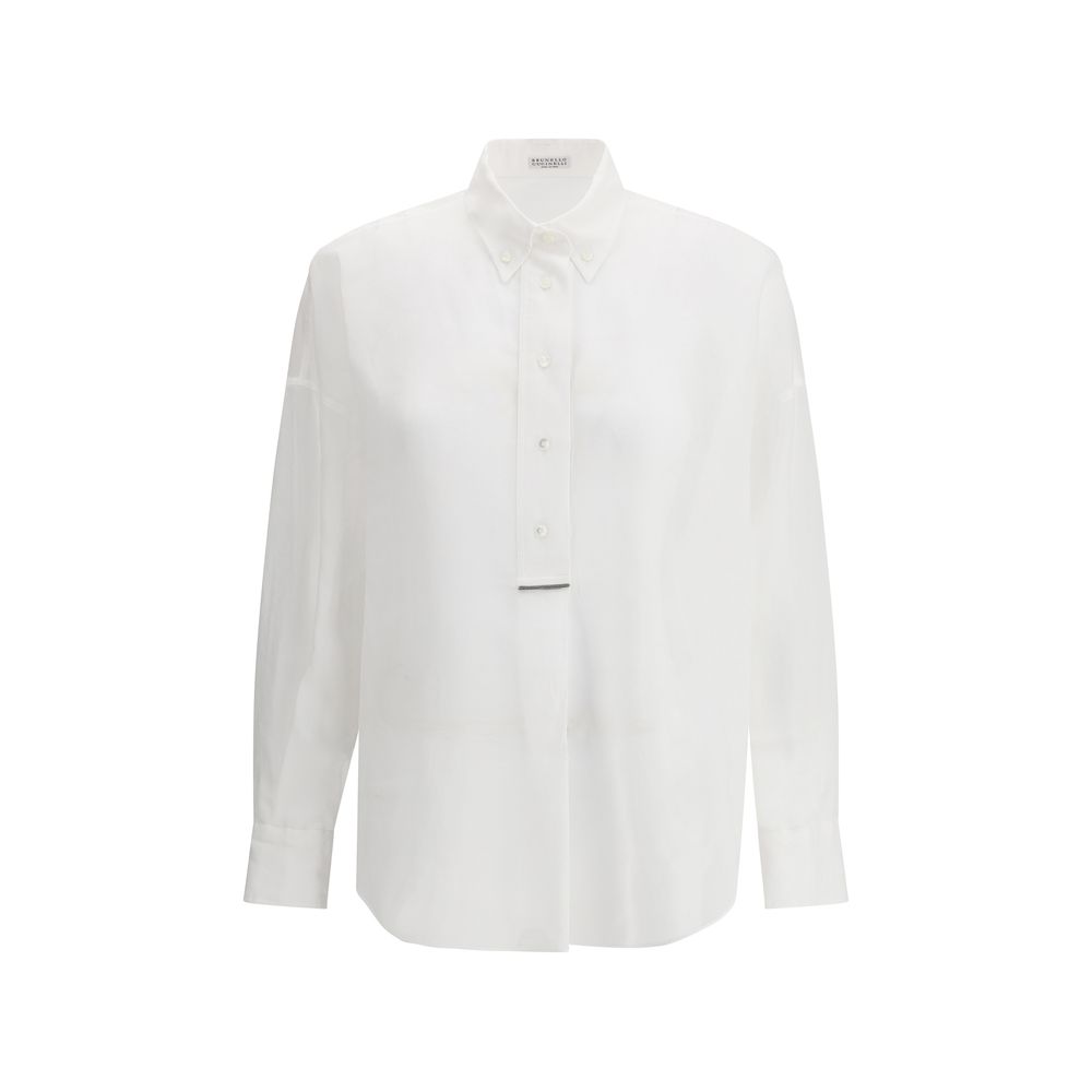 Chemise Brunello Cucinelli semi-transparente beige