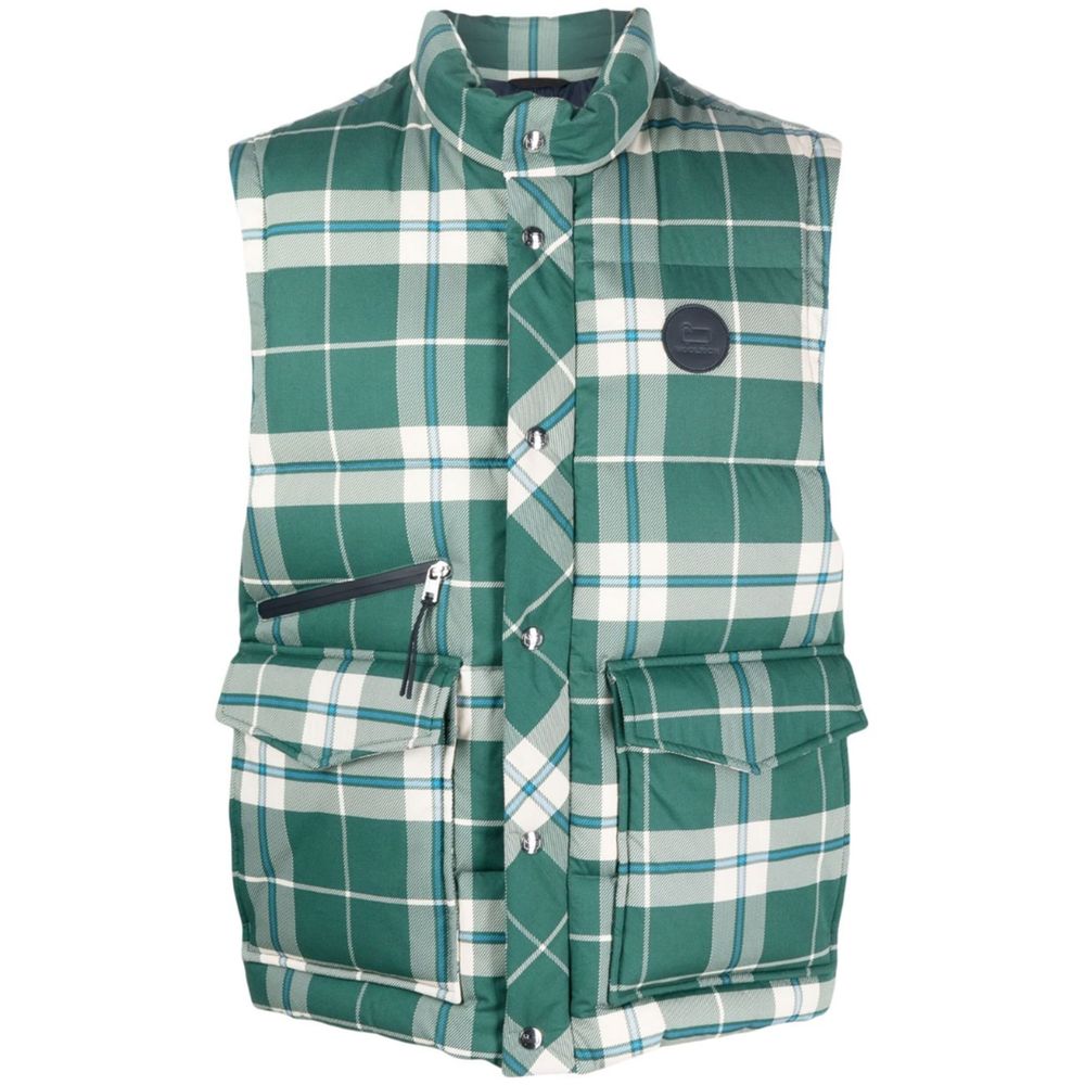 Gilet Woolrich à poches vert à carreaux