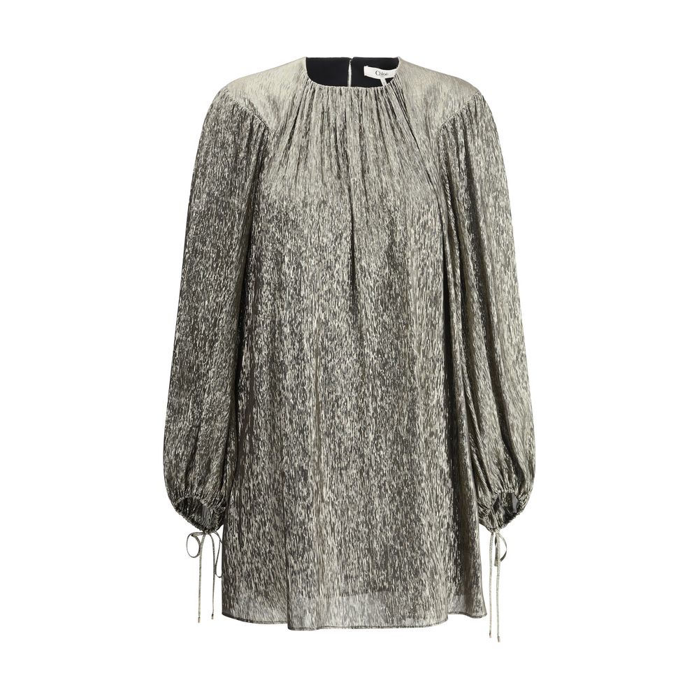 Robe mini Chloé en soie argente