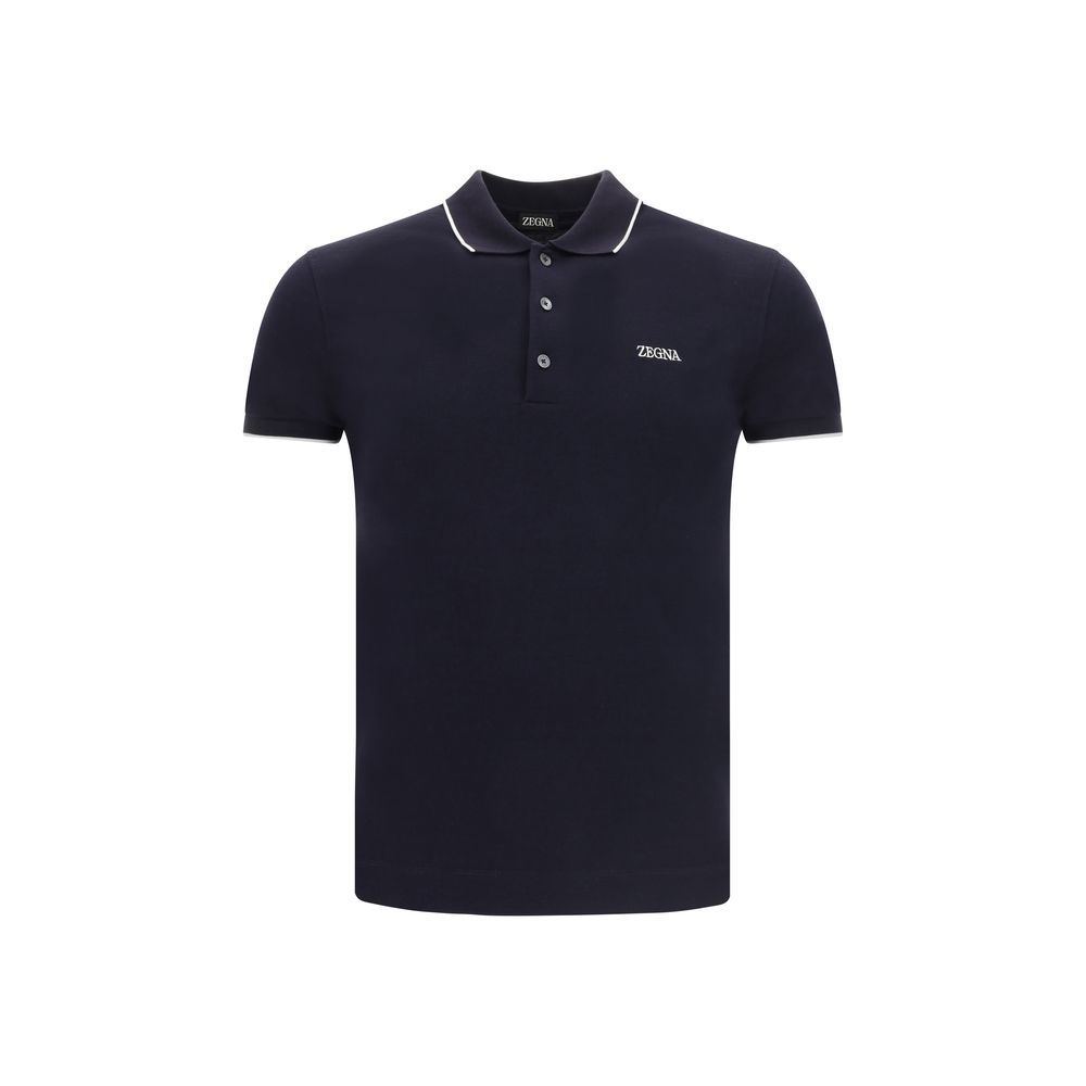Polo Zegna classique contrasté bleu