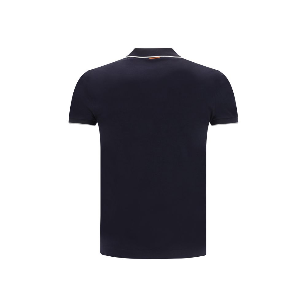 Polo Zegna classique contrasté bleu