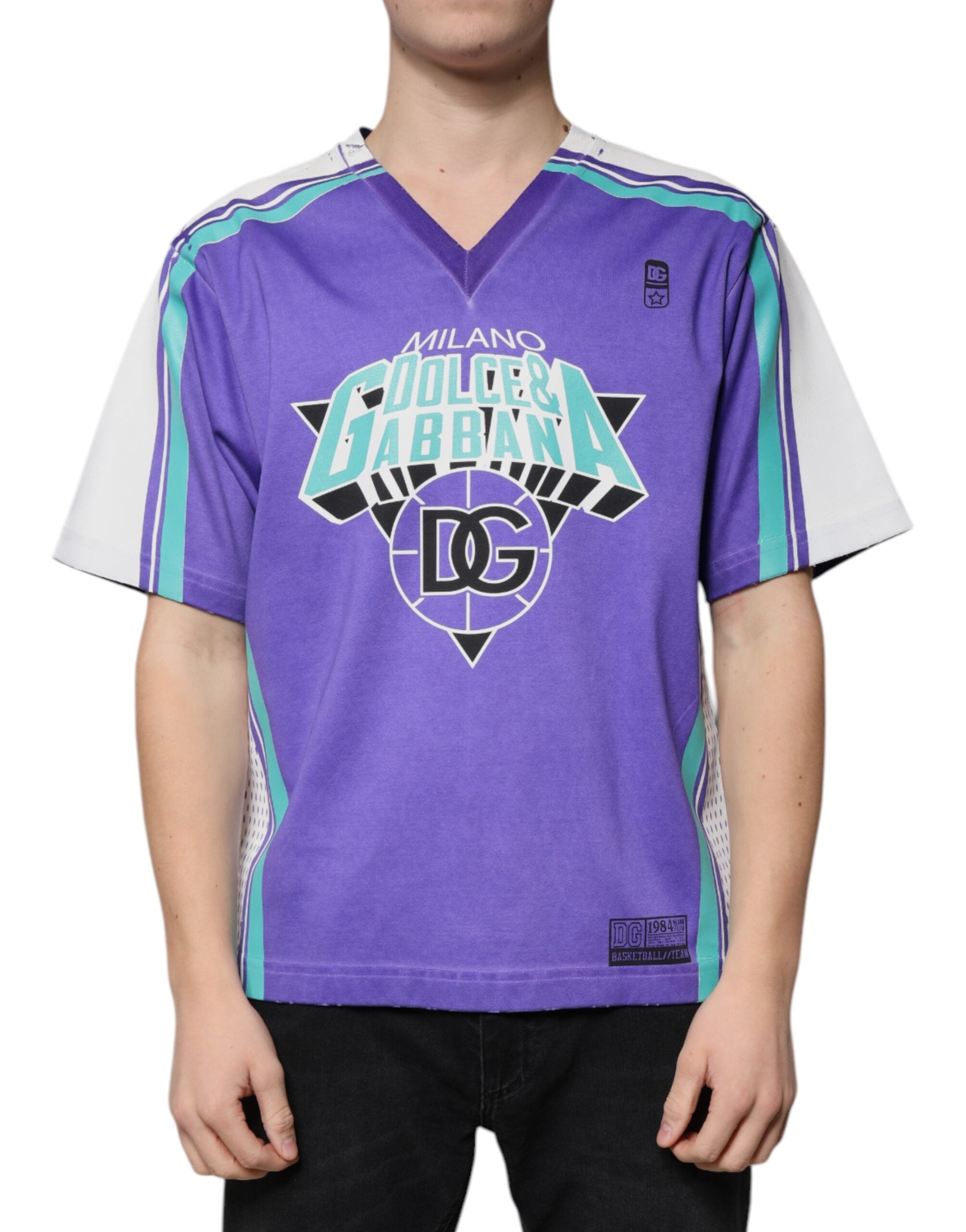 T-shirt Dolce & Gabbana v-neck violet