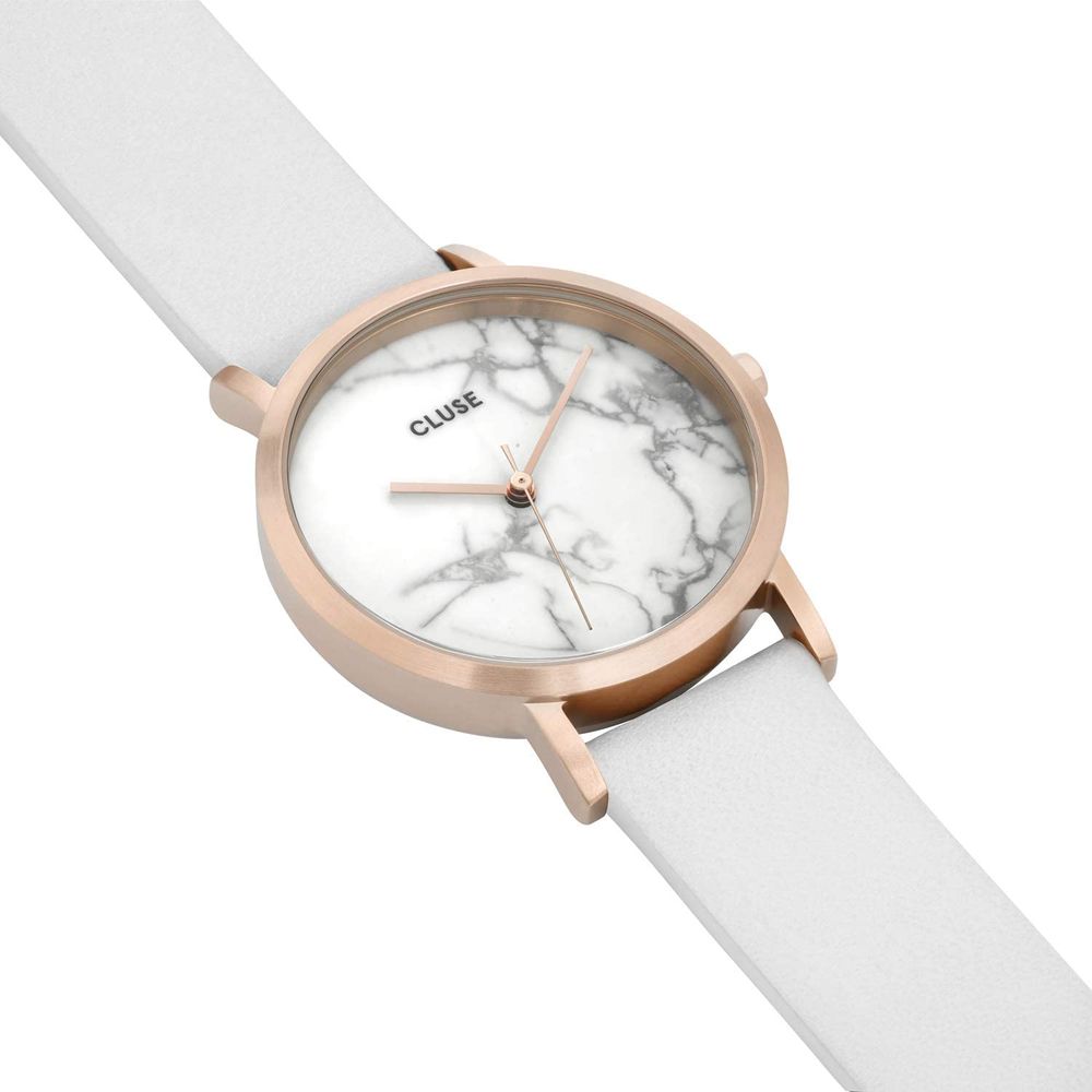 Montre quartz blanche en cuir