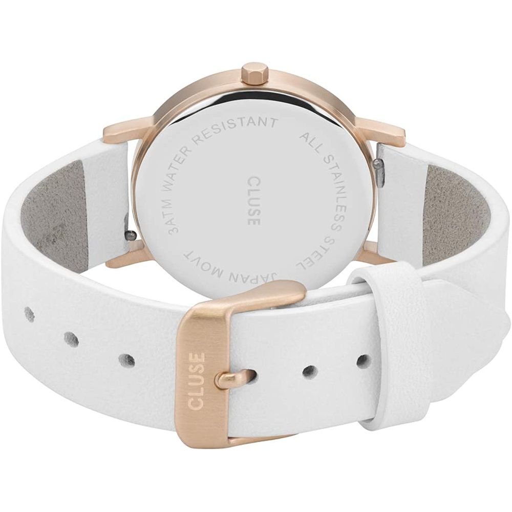 Montre quartz blanche en cuir