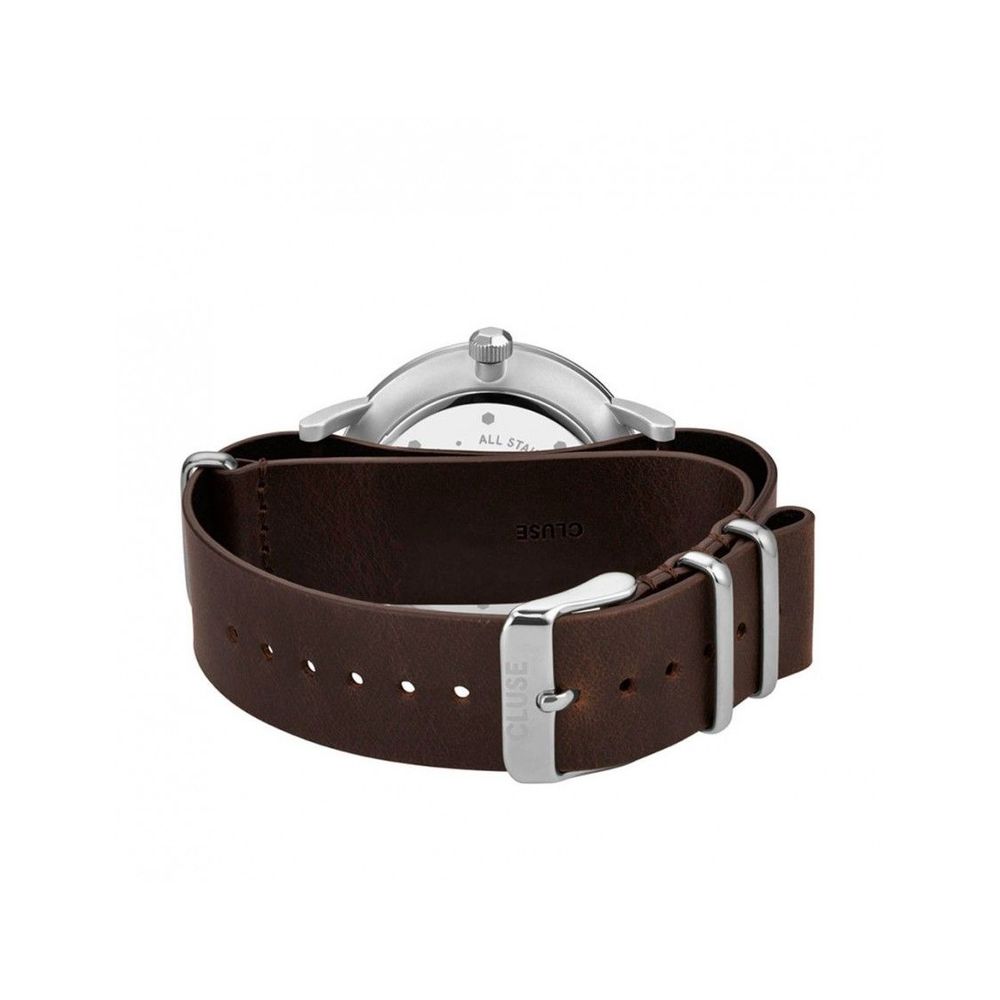 Montre en cuir marron bleue