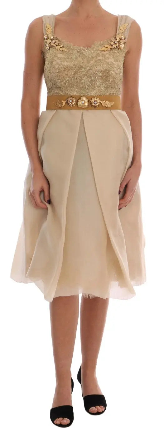 Robe Dolce & Gabbana en soie beige Dolce & Gabbana