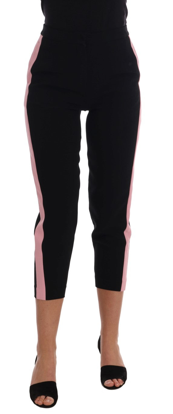 Pantalons Dolce & Gabbana Capri noirs avec rayures pink